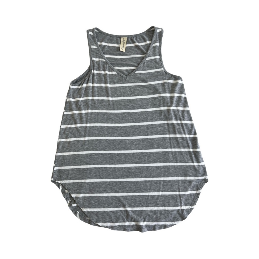 Allison Joy gray white striped sleeveless tank top size small
